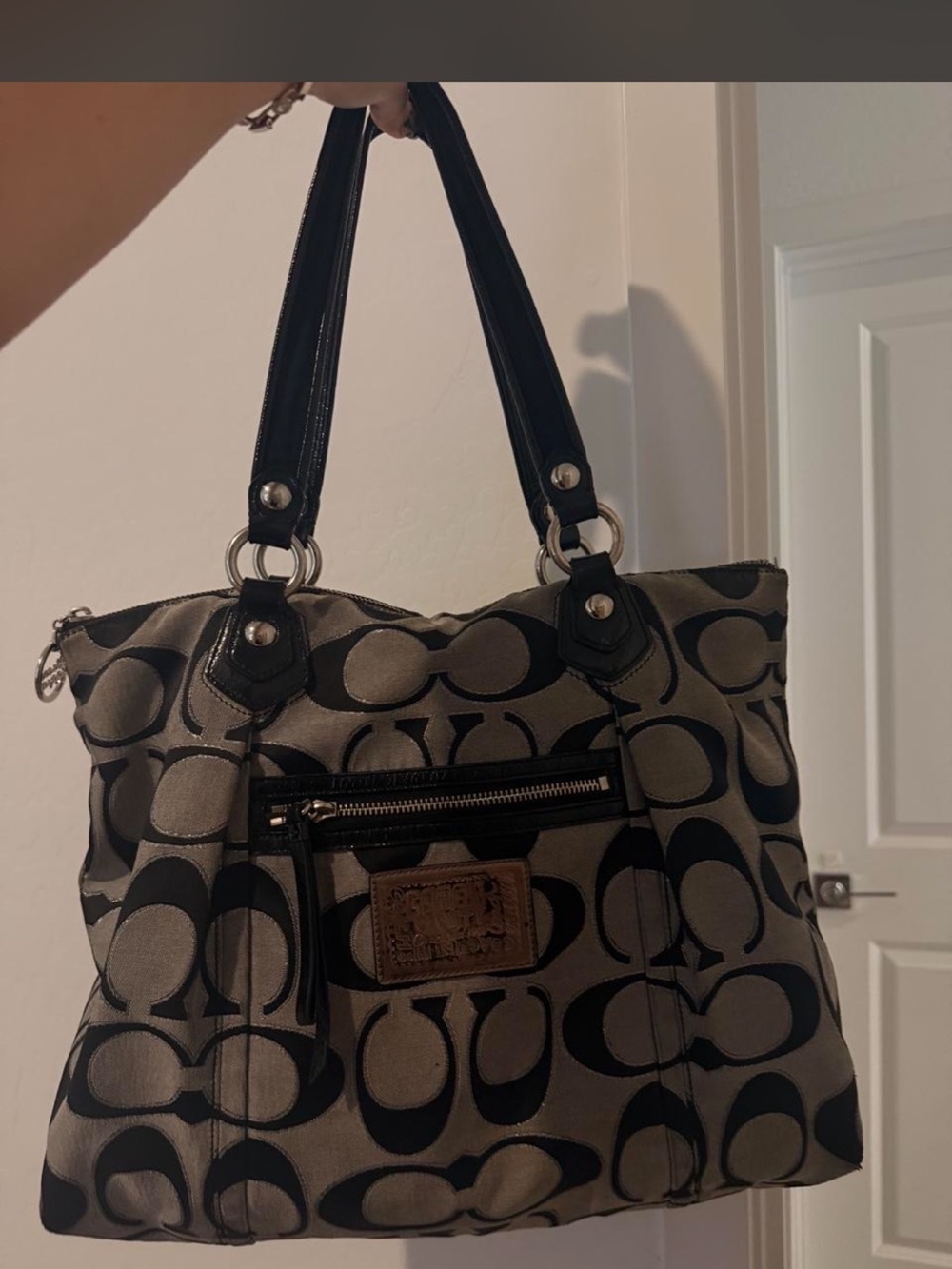 COACH Signature Tote Bag in Black and Khaki